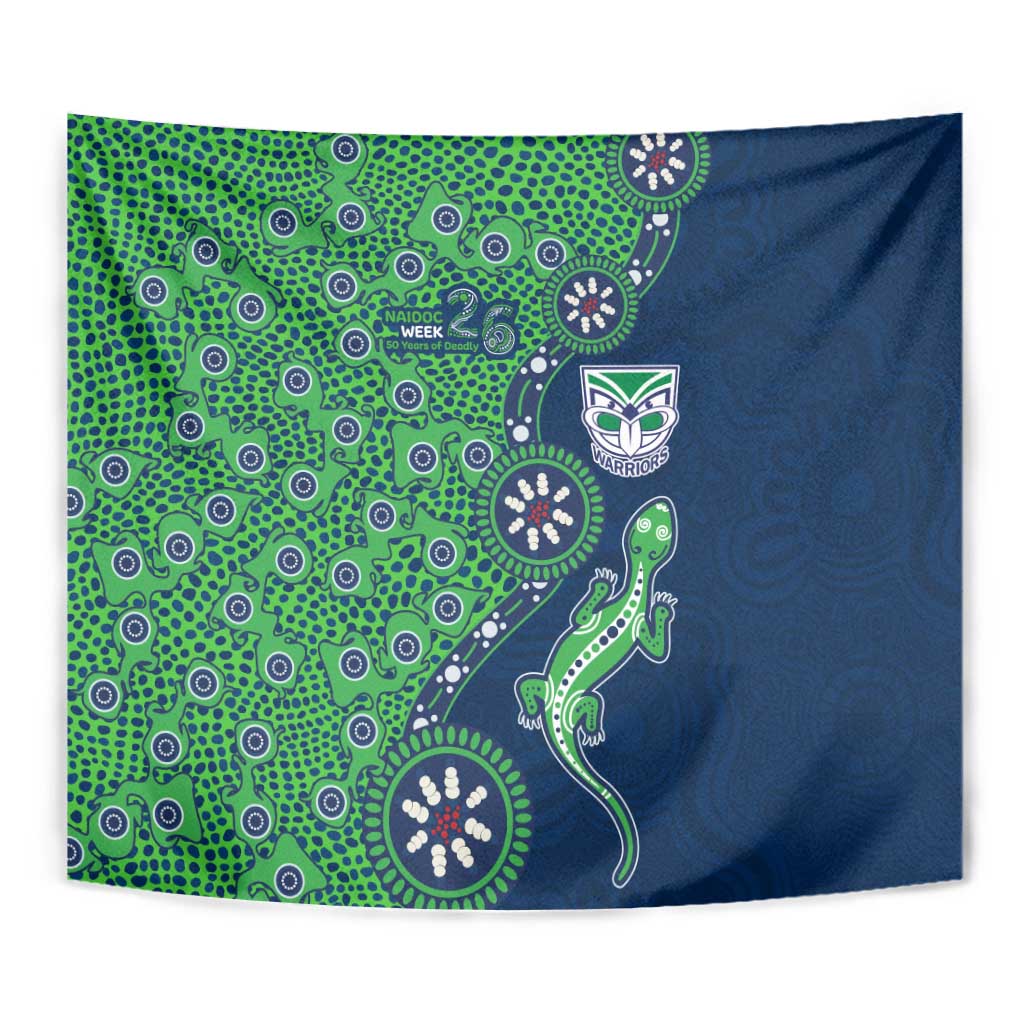 New Zealand Warriors NAIDOC Week 2026 Tapestry Aboriginal Lizard Dot Painting - 50 Years of Deadly