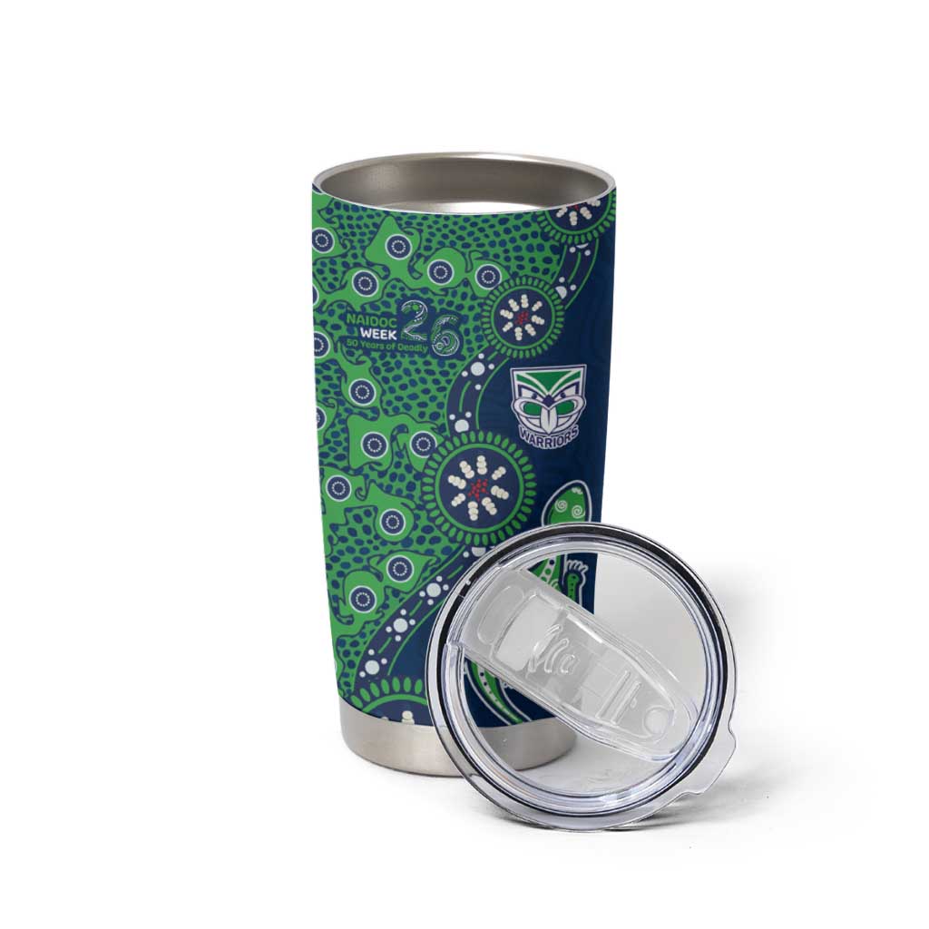 New Zealand Warriors NAIDOC Week 2026 Tumbler Cup Aboriginal Lizard Dot Painting - 50 Years of Deadly
