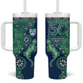 New Zealand Warriors NAIDOC Week 2026 Tumbler With Handle Aboriginal Lizard Dot Painting - 50 Years of Deadly