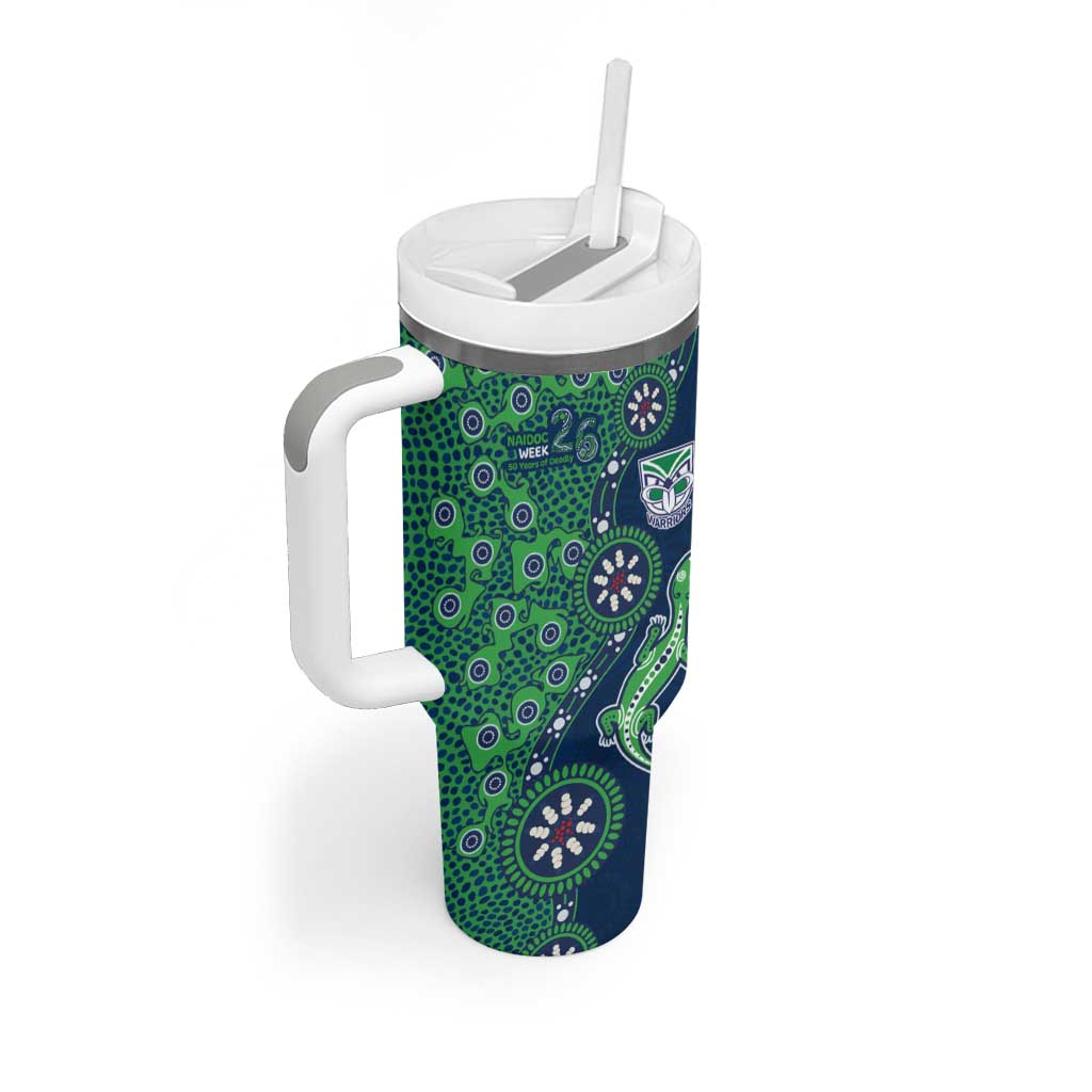 New Zealand Warriors NAIDOC Week 2026 Tumbler With Handle Aboriginal Lizard Dot Painting - 50 Years of Deadly