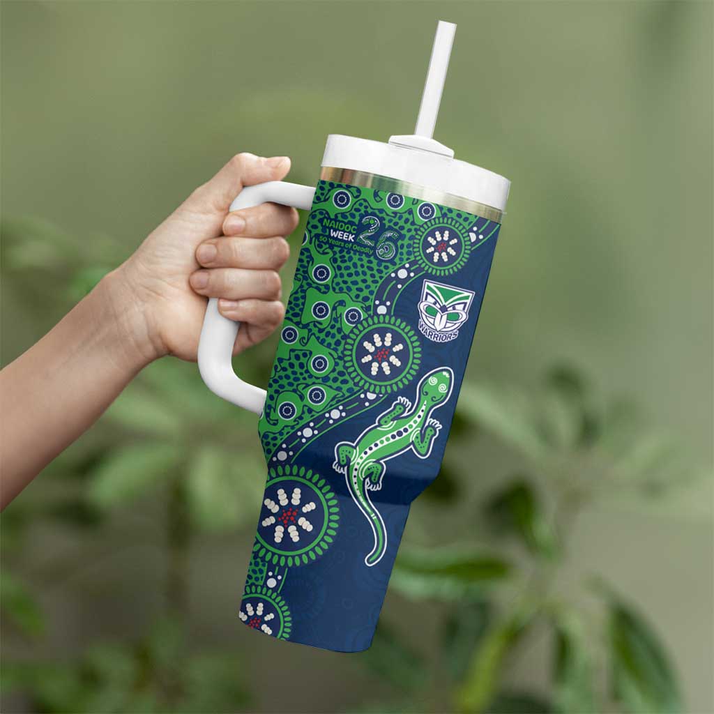 New Zealand Warriors NAIDOC Week 2026 Tumbler With Handle Aboriginal Lizard Dot Painting - 50 Years of Deadly