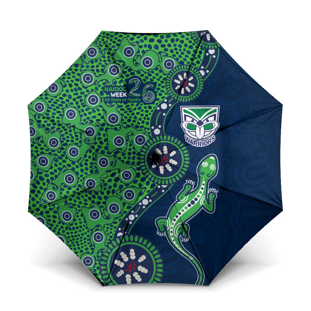 New Zealand Warriors NAIDOC Week 2026 Umbrella Aboriginal Lizard Dot Painting - 50 Years of Deadly