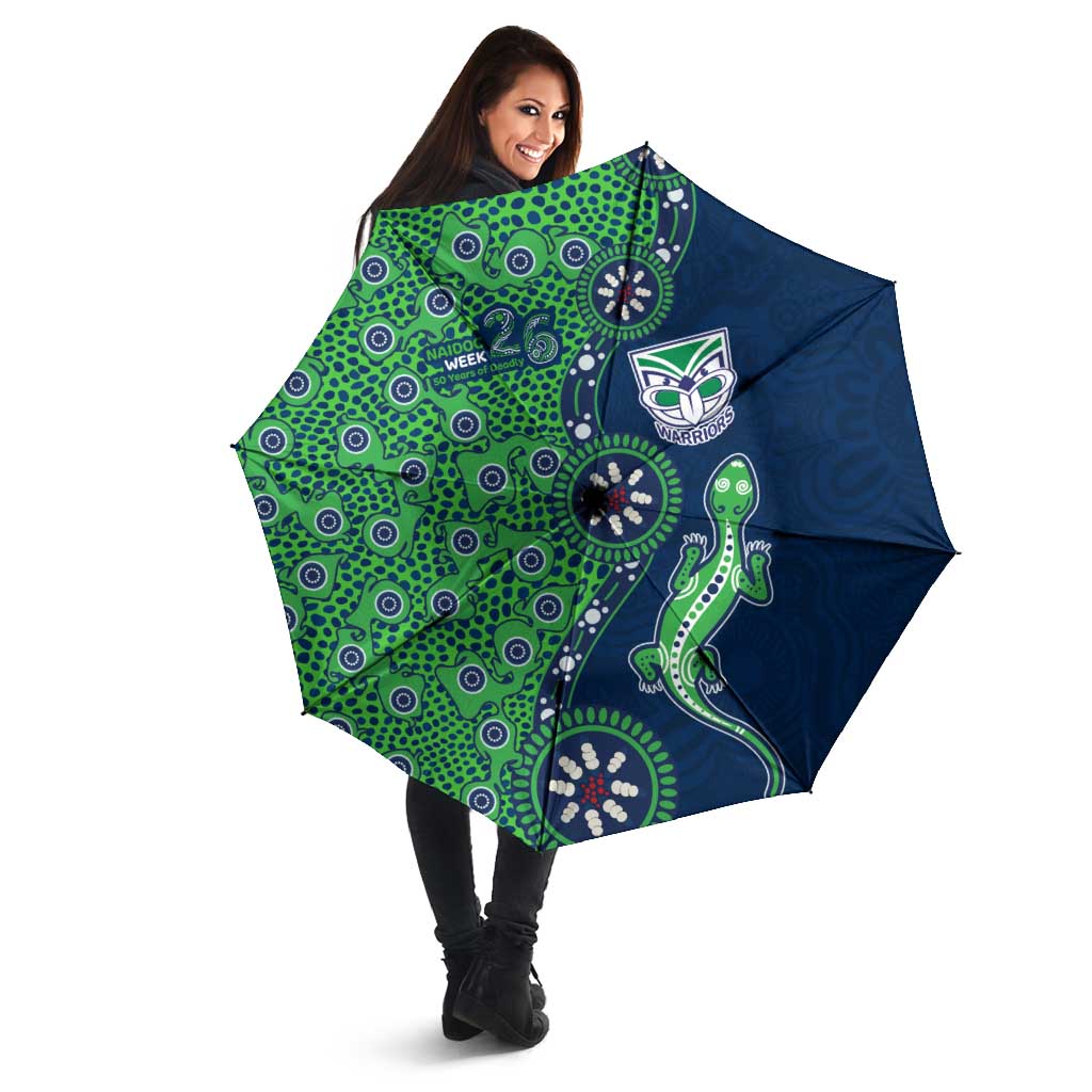New Zealand Warriors NAIDOC Week 2026 Umbrella Aboriginal Lizard Dot Painting - 50 Years of Deadly