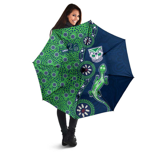New Zealand Warriors NAIDOC Week 2026 Umbrella Aboriginal Lizard Dot Painting - 50 Years of Deadly