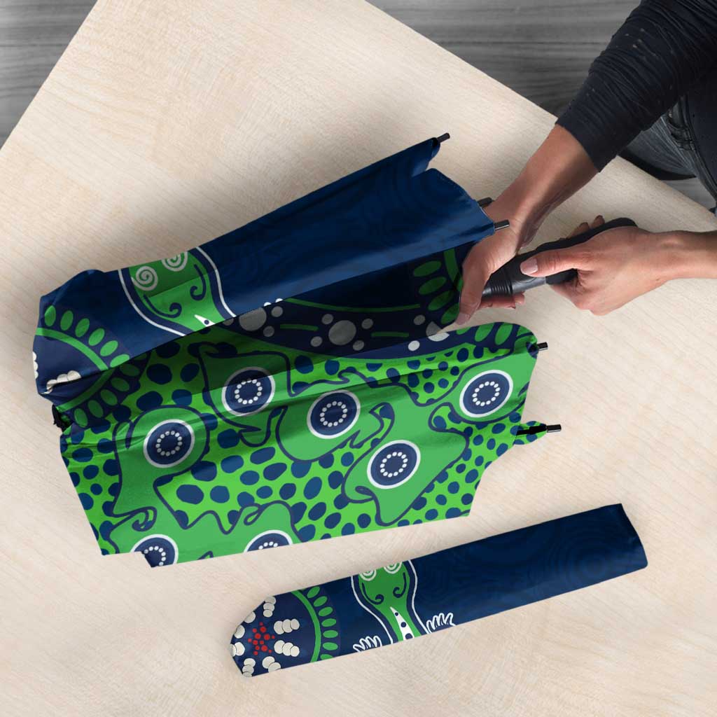 New Zealand Warriors NAIDOC Week 2026 Umbrella Aboriginal Lizard Dot Painting - 50 Years of Deadly