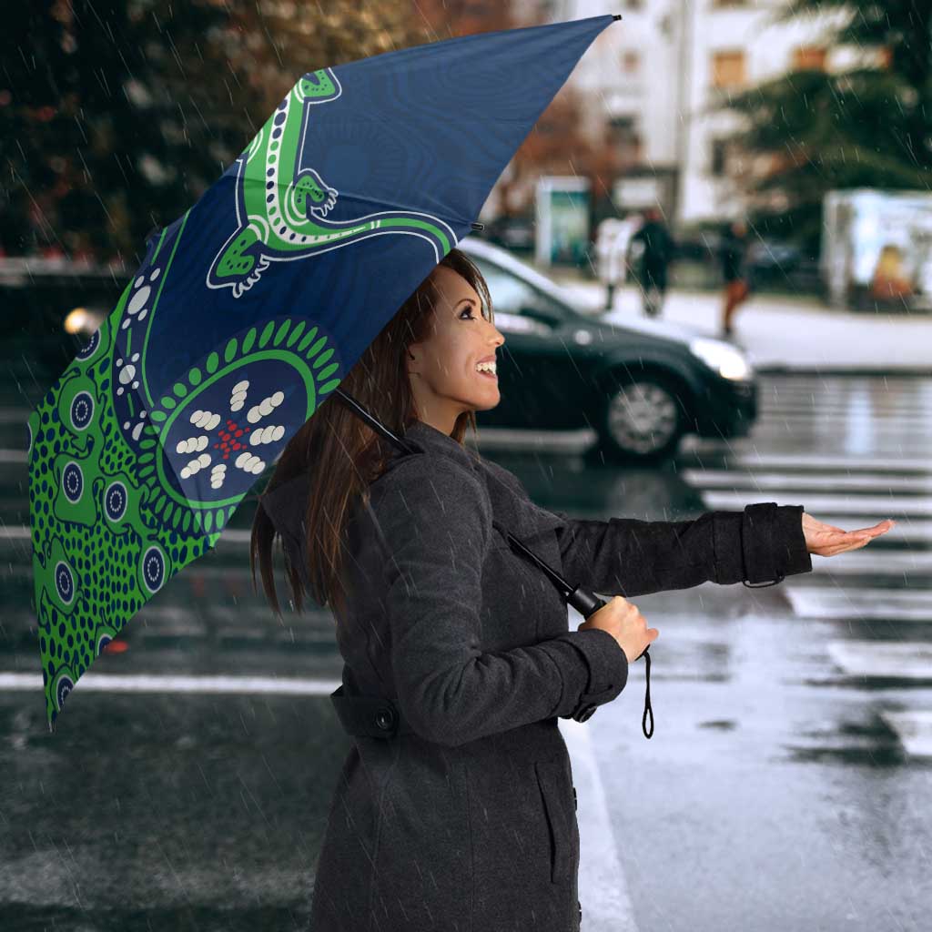 New Zealand Warriors NAIDOC Week 2026 Umbrella Aboriginal Lizard Dot Painting - 50 Years of Deadly
