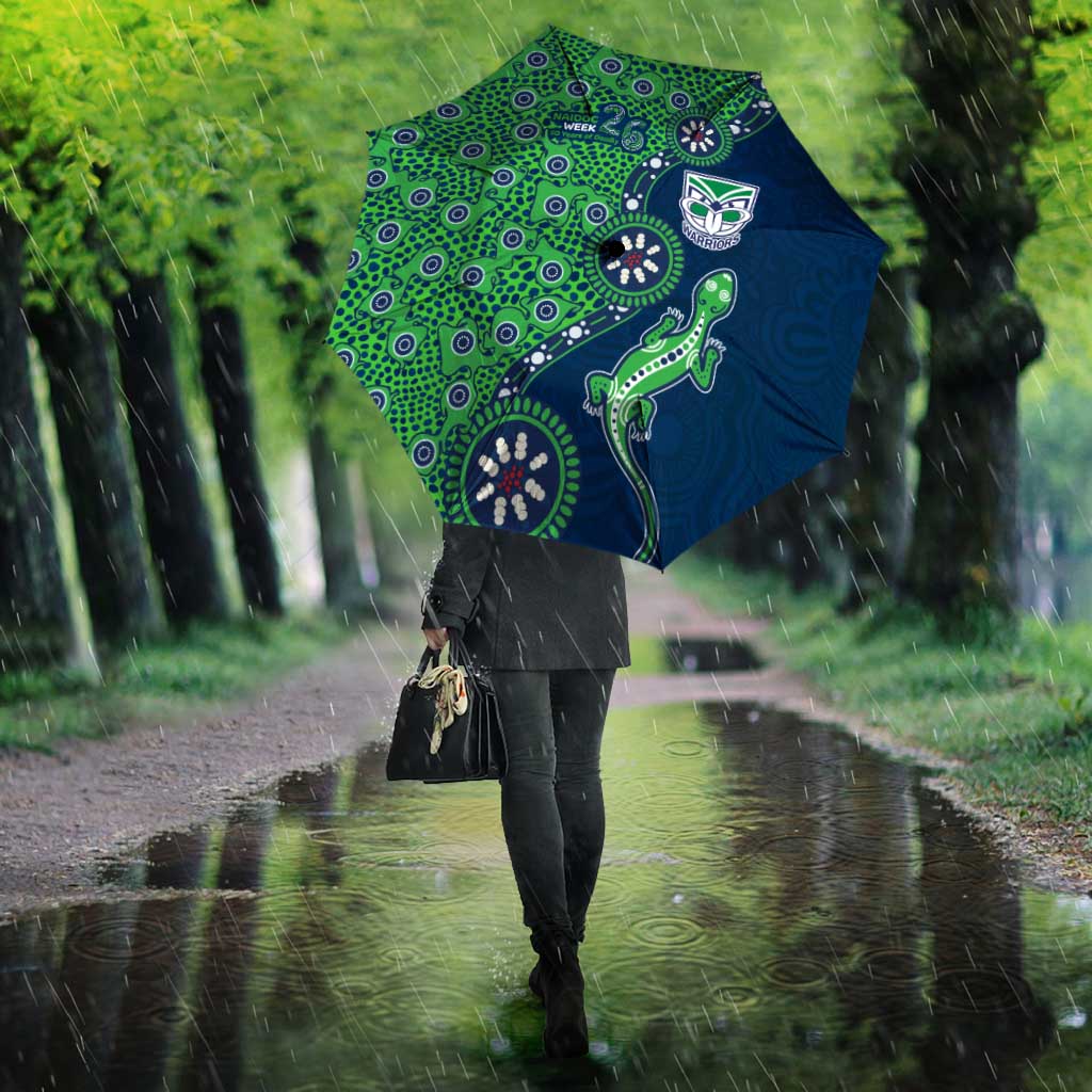New Zealand Warriors NAIDOC Week 2026 Umbrella Aboriginal Lizard Dot Painting - 50 Years of Deadly