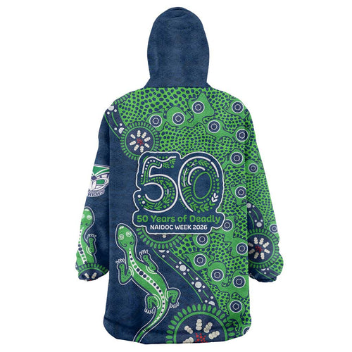 New Zealand Warriors NAIDOC Week 2026 Wearable Blanket Hoodie Aboriginal Lizard Dot Painting - 50 Years of Deadly