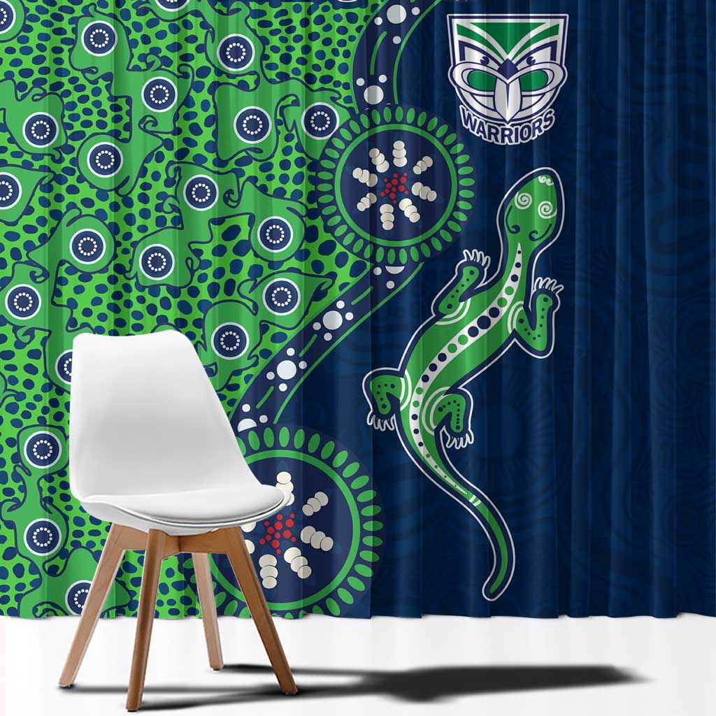 New Zealand Warriors NAIDOC Week 2026 Window Curtain Aboriginal Lizard Dot Painting - 50 Years of Deadly