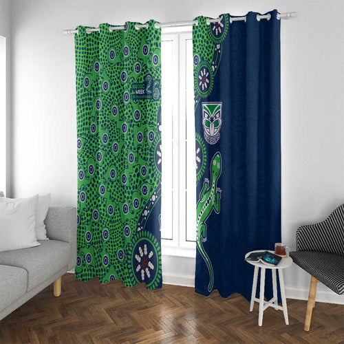 New Zealand Warriors NAIDOC Week 2026 Window Curtain Aboriginal Lizard Dot Painting - 50 Years of Deadly