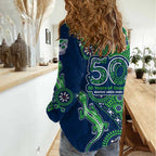 New Zealand Warriors NAIDOC Week 2026 Women Casual Shirt Aboriginal Lizard Dot Painting - 50 Years of Deadly