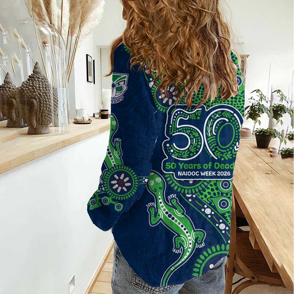 New Zealand Warriors NAIDOC Week 2026 Women Casual Shirt Aboriginal Lizard Dot Painting - 50 Years of Deadly