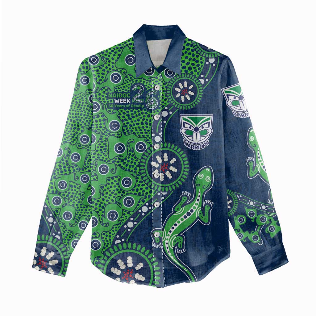 New Zealand Warriors NAIDOC Week 2026 Women Casual Shirt Aboriginal Lizard Dot Painting - 50 Years of Deadly