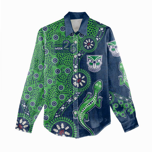 New Zealand Warriors NAIDOC Week 2026 Women Casual Shirt Aboriginal Lizard Dot Painting - 50 Years of Deadly