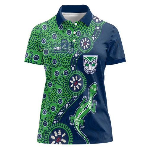 New Zealand Warriors NAIDOC Week 2026 Women Polo Shirt Aboriginal Lizard Dot Painting - 50 Years of Deadly