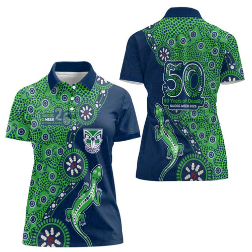 New Zealand Warriors NAIDOC Week 2026 Women Polo Shirt Aboriginal Lizard Dot Painting - 50 Years of Deadly