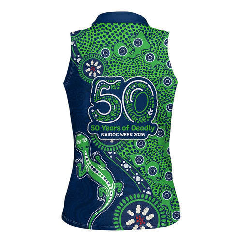 New Zealand Warriors NAIDOC Week 2026 Women Sleeveless Polo Shirt Aboriginal Lizard Dot Painting - 50 Years of Deadly