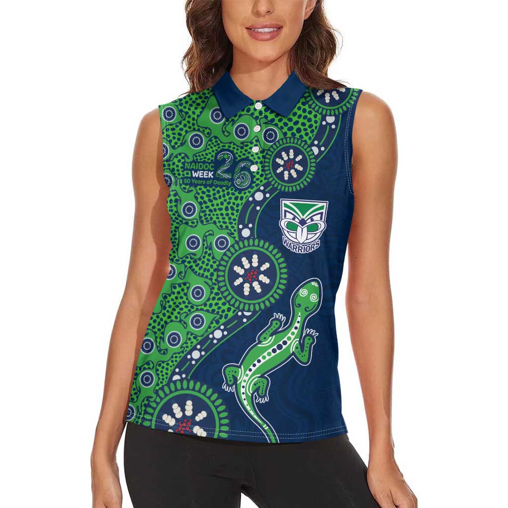 New Zealand Warriors NAIDOC Week 2026 Women Sleeveless Polo Shirt Aboriginal Lizard Dot Painting - 50 Years of Deadly