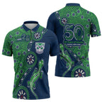 New Zealand Warriors NAIDOC Week 2026 Zipper Polo Shirt Aboriginal Lizard Dot Painting - 50 Years of Deadly