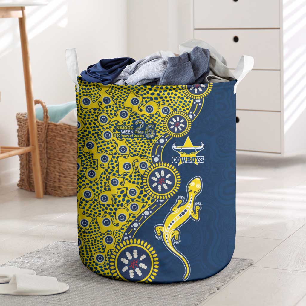 North Queensland Cowboys NAIDOC Week 2026 Laundry Basket Aboriginal Lizard Dot Painting - 50 Years of Deadly