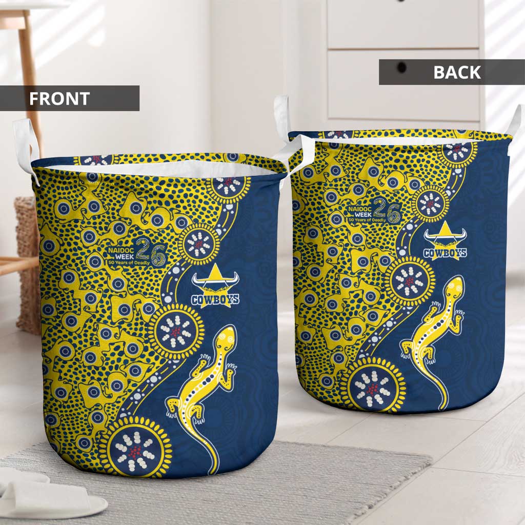 North Queensland Cowboys NAIDOC Week 2026 Laundry Basket Aboriginal Lizard Dot Painting - 50 Years of Deadly