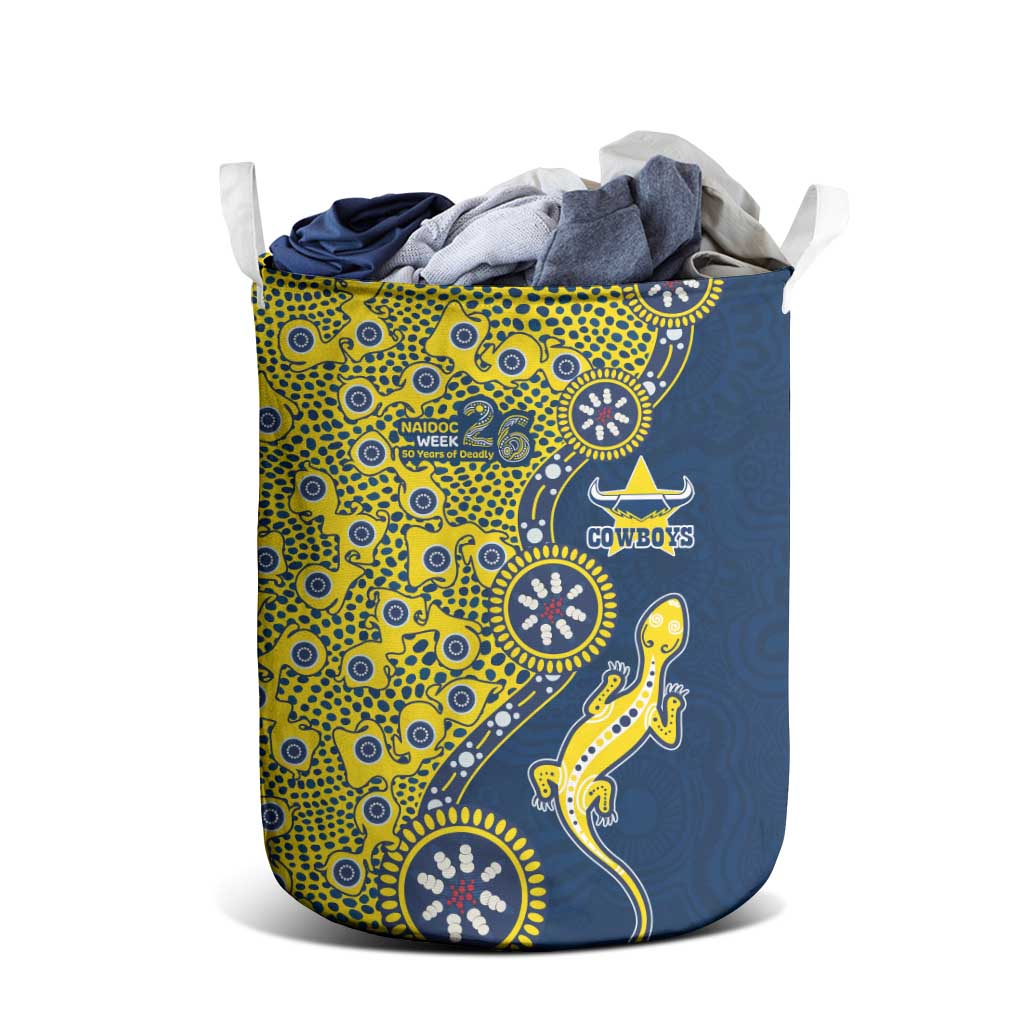 North Queensland Cowboys NAIDOC Week 2026 Laundry Basket Aboriginal Lizard Dot Painting - 50 Years of Deadly