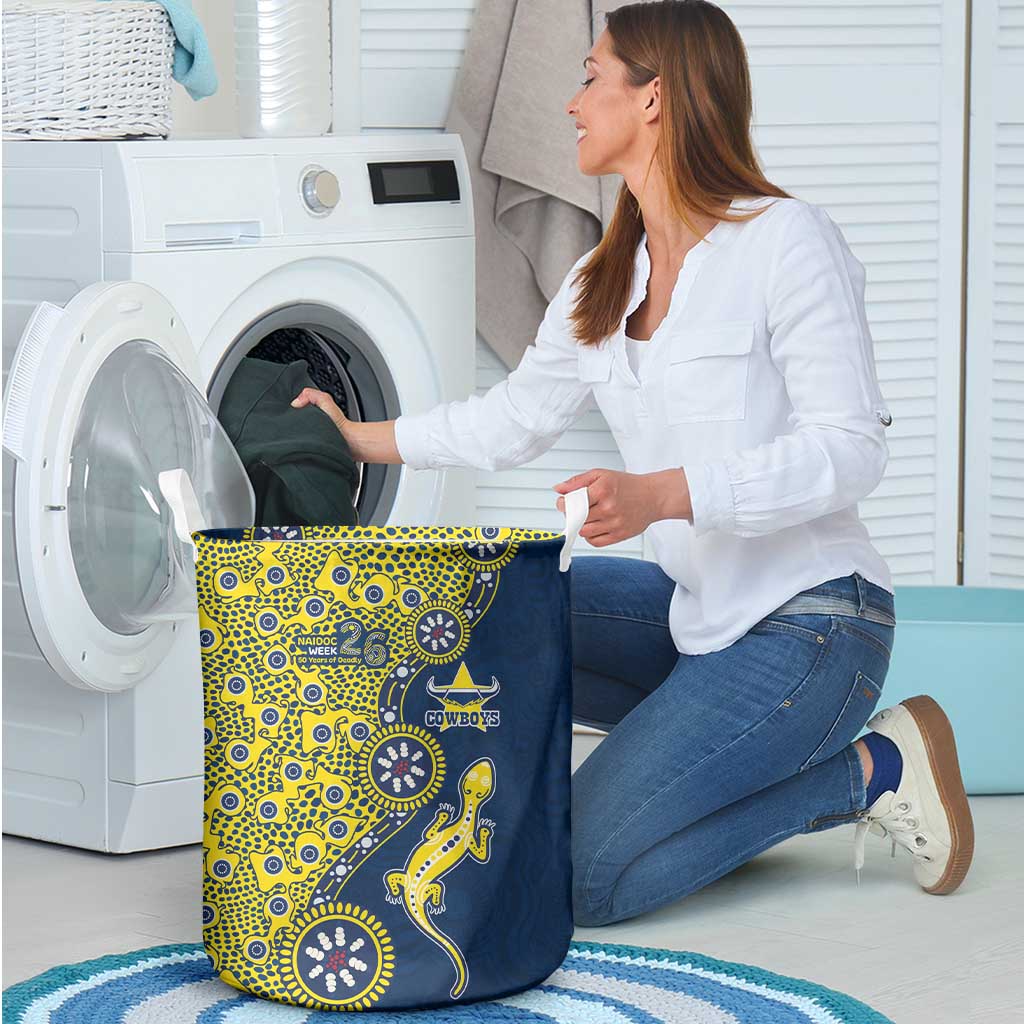 North Queensland Cowboys NAIDOC Week 2026 Laundry Basket Aboriginal Lizard Dot Painting - 50 Years of Deadly