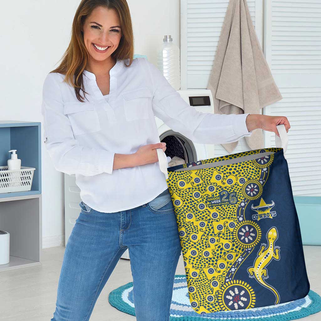 North Queensland Cowboys NAIDOC Week 2026 Laundry Basket Aboriginal Lizard Dot Painting - 50 Years of Deadly