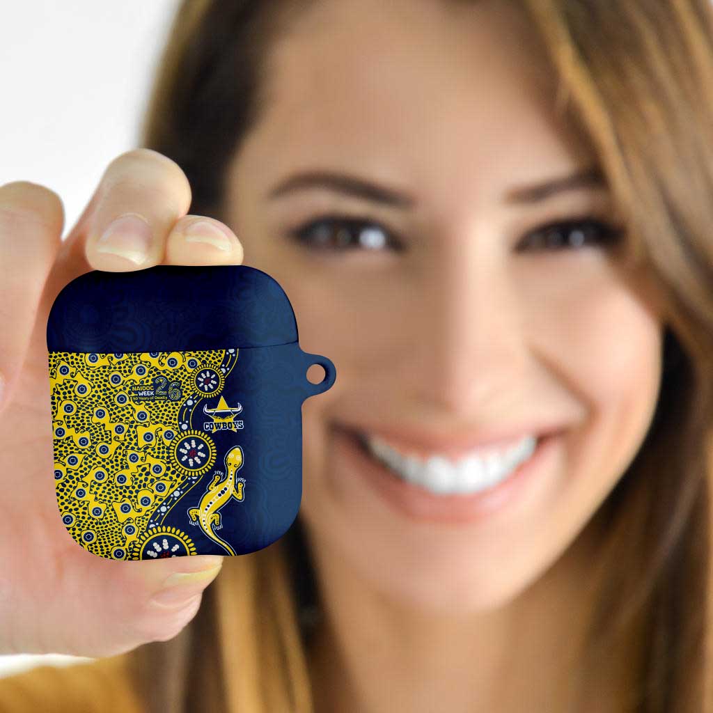 North Queensland Cowboys NAIDOC Week 2026 AirPods Case Aboriginal Lizard Dot Painting - 50 Years of Deadly