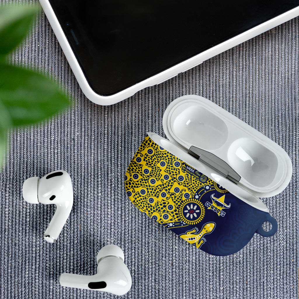 North Queensland Cowboys NAIDOC Week 2026 AirPods Case Aboriginal Lizard Dot Painting - 50 Years of Deadly