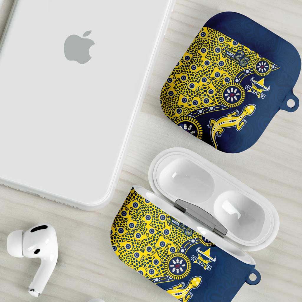 North Queensland Cowboys NAIDOC Week 2026 AirPods Case Aboriginal Lizard Dot Painting - 50 Years of Deadly