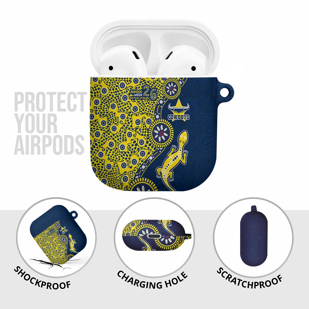 North Queensland Cowboys NAIDOC Week 2026 AirPods Case Aboriginal Lizard Dot Painting - 50 Years of Deadly