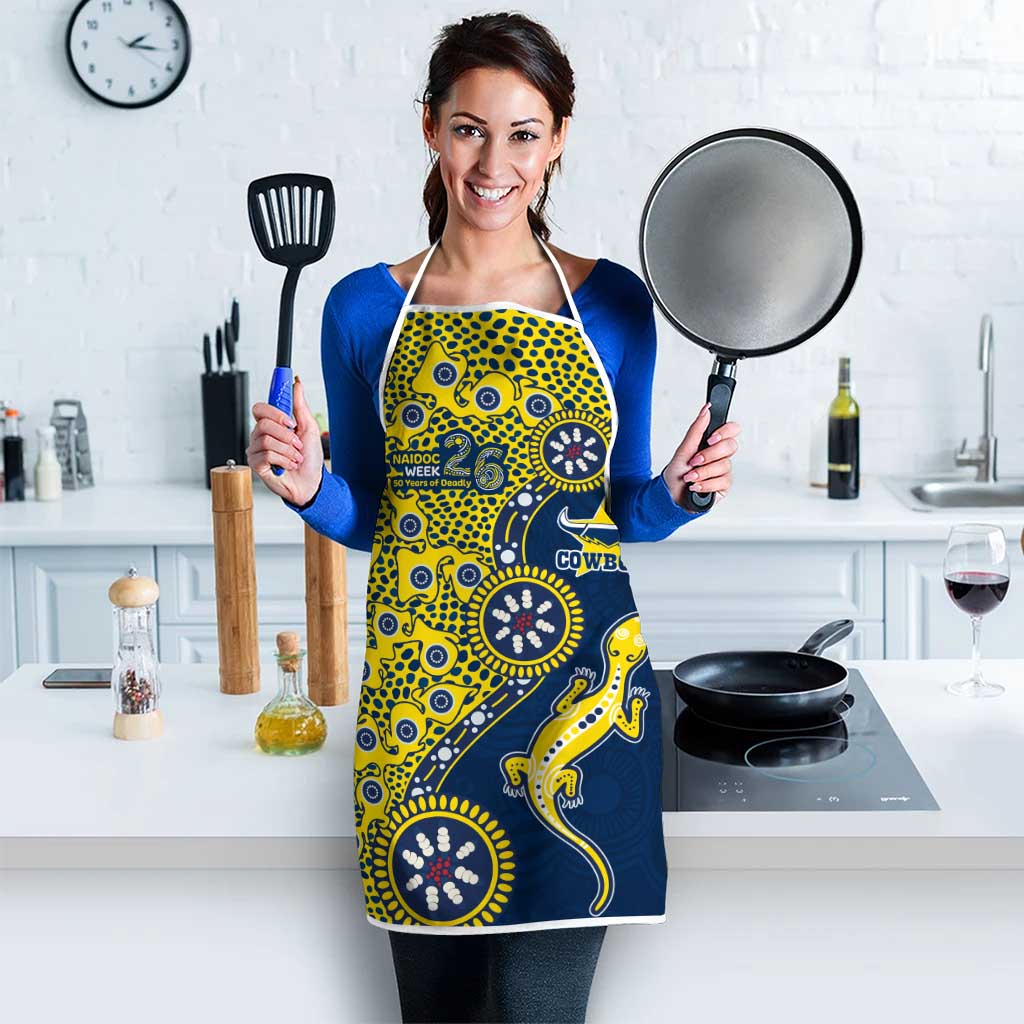 North Queensland Cowboys NAIDOC Week 2026 Apron Aboriginal Lizard Dot Painting - 50 Years of Deadly