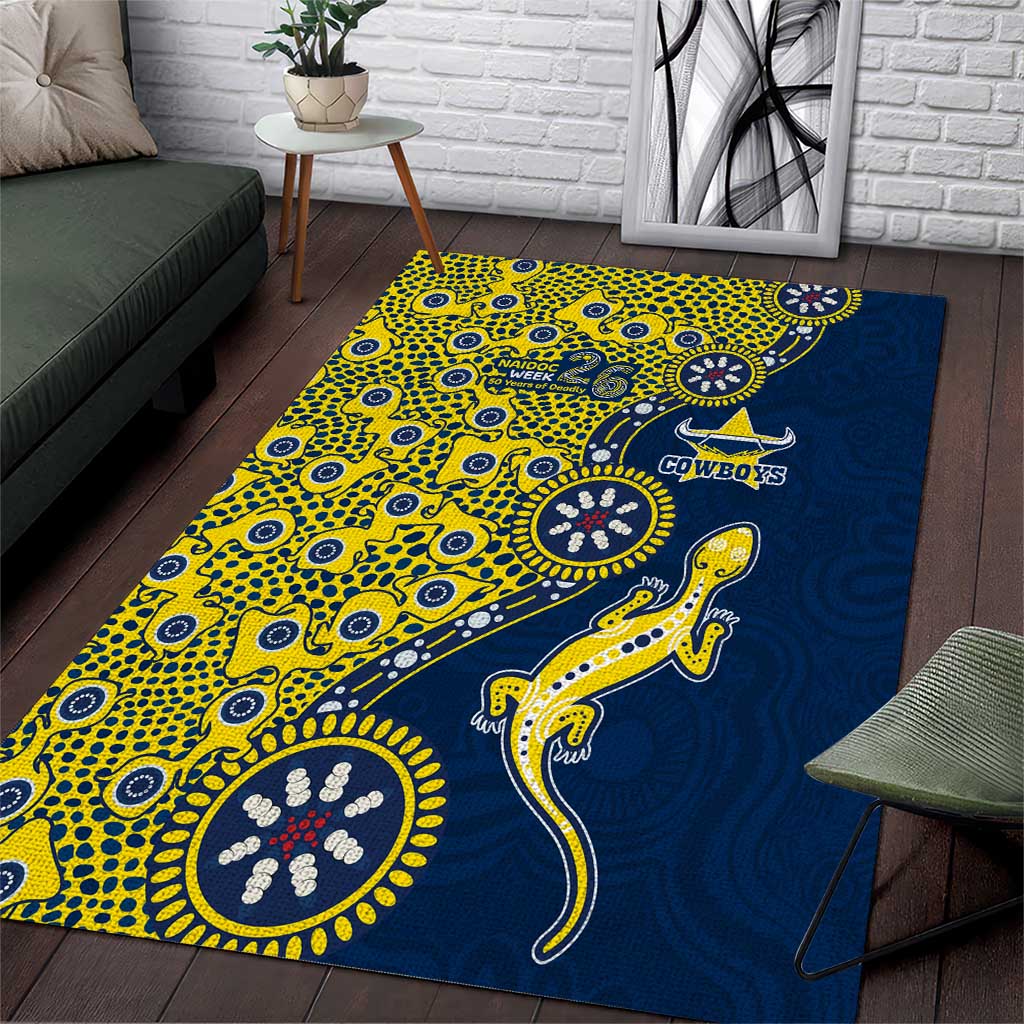 North Queensland Cowboys NAIDOC Week 2026 Area Rug Aboriginal Lizard Dot Painting - 50 Years of Deadly