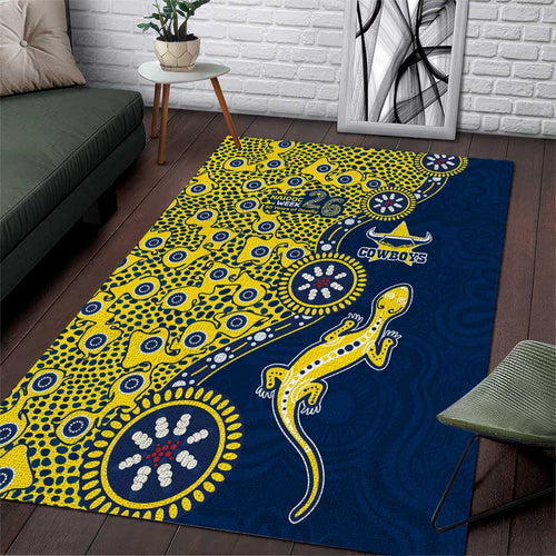 North Queensland Cowboys NAIDOC Week 2026 Area Rug Aboriginal Lizard Dot Painting - 50 Years of Deadly