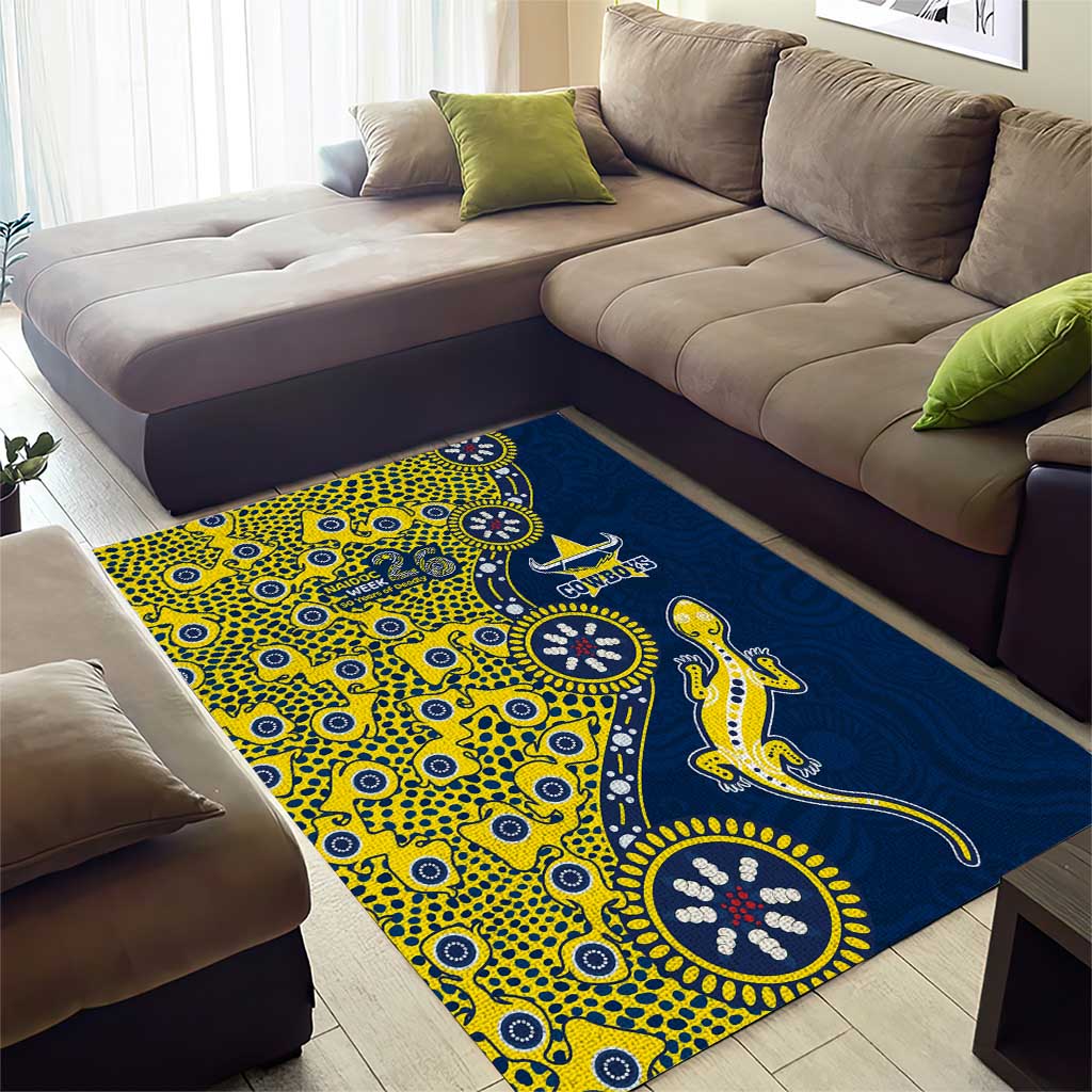North Queensland Cowboys NAIDOC Week 2026 Area Rug Aboriginal Lizard Dot Painting - 50 Years of Deadly