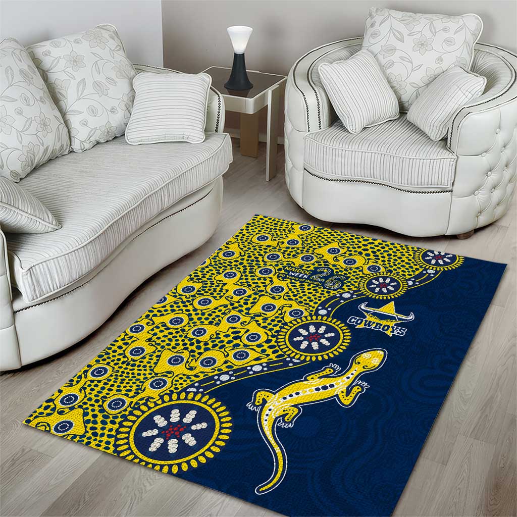 North Queensland Cowboys NAIDOC Week 2026 Area Rug Aboriginal Lizard Dot Painting - 50 Years of Deadly