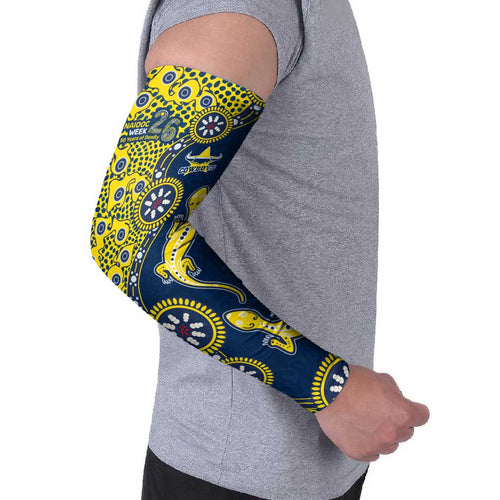 North Queensland Cowboys NAIDOC Week 2026 Arm Sleeves Aboriginal Lizard Dot Painting - 50 Years of Deadly