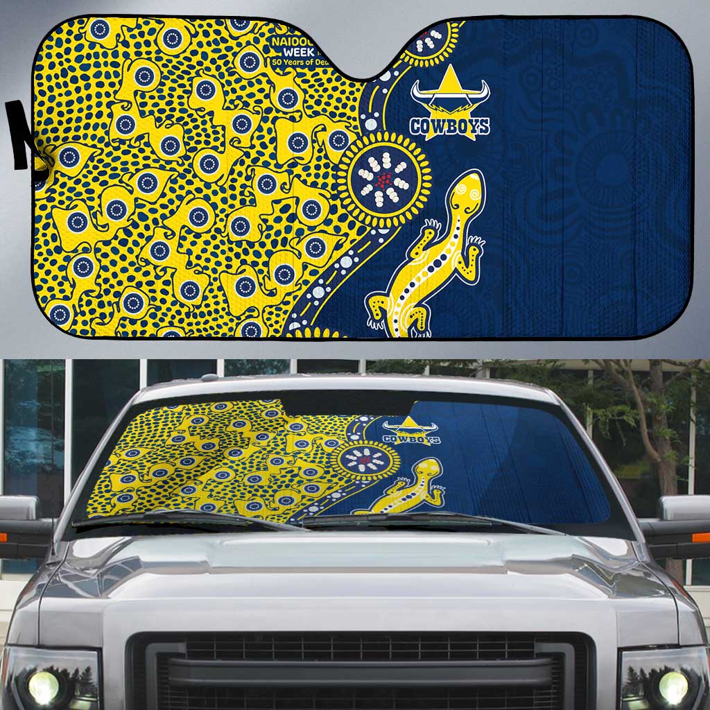 North Queensland Cowboys NAIDOC Week 2026 Auto Sun Shade Aboriginal Lizard Dot Painting - 50 Years of Deadly
