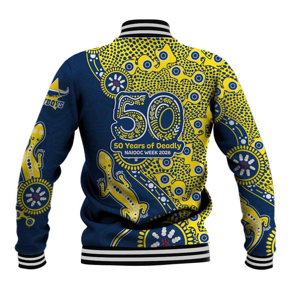 North Queensland Cowboys NAIDOC Week 2026 Baseball Jacket Aboriginal Lizard Dot Painting - 50 Years of Deadly