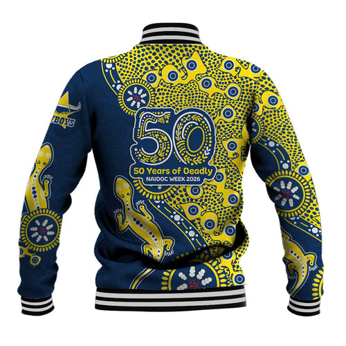 North Queensland Cowboys NAIDOC Week 2026 Baseball Jacket Aboriginal Lizard Dot Painting - 50 Years of Deadly