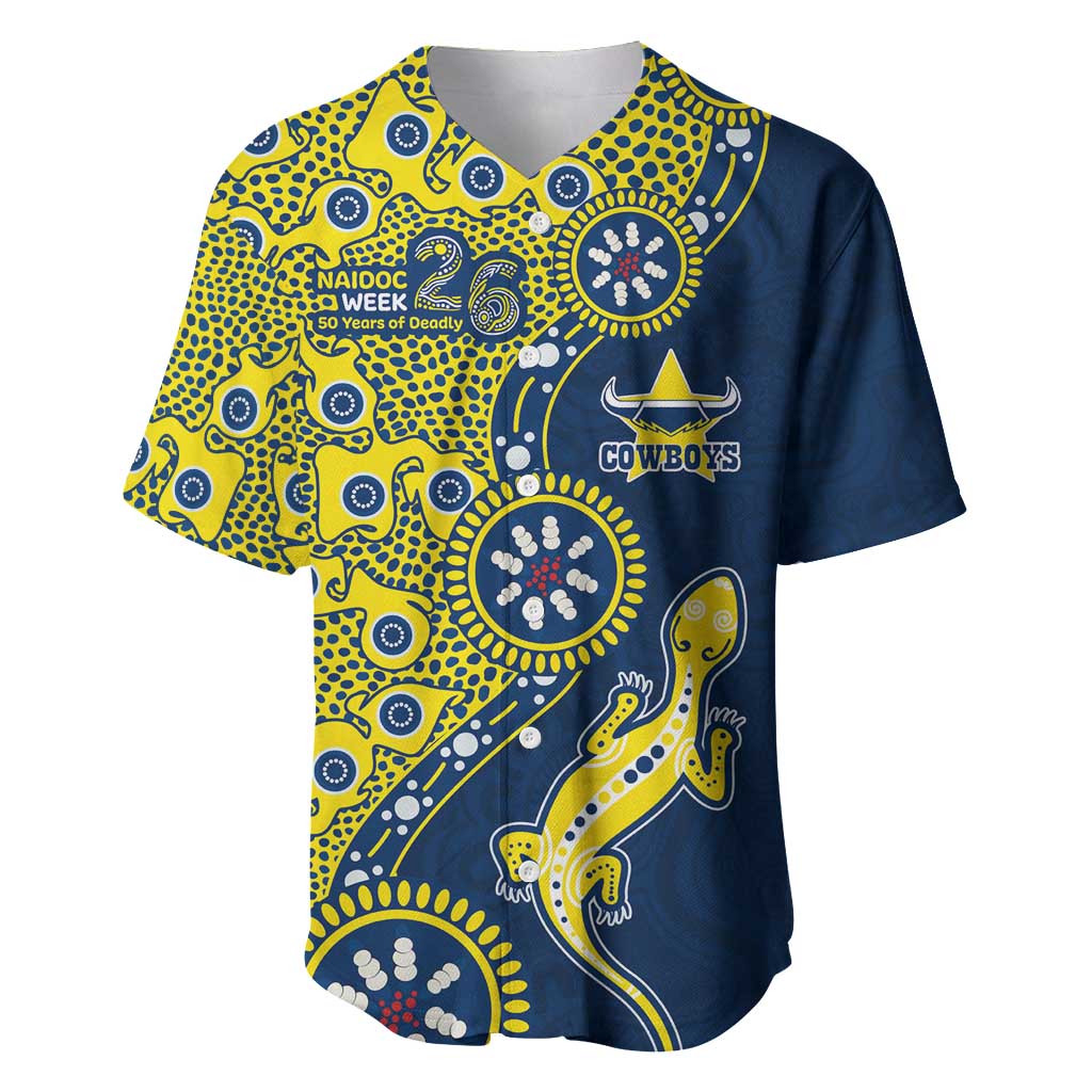North Queensland Cowboys NAIDOC Week 2026 Baseball Jersey Aboriginal Lizard Dot Painting - 50 Years of Deadly