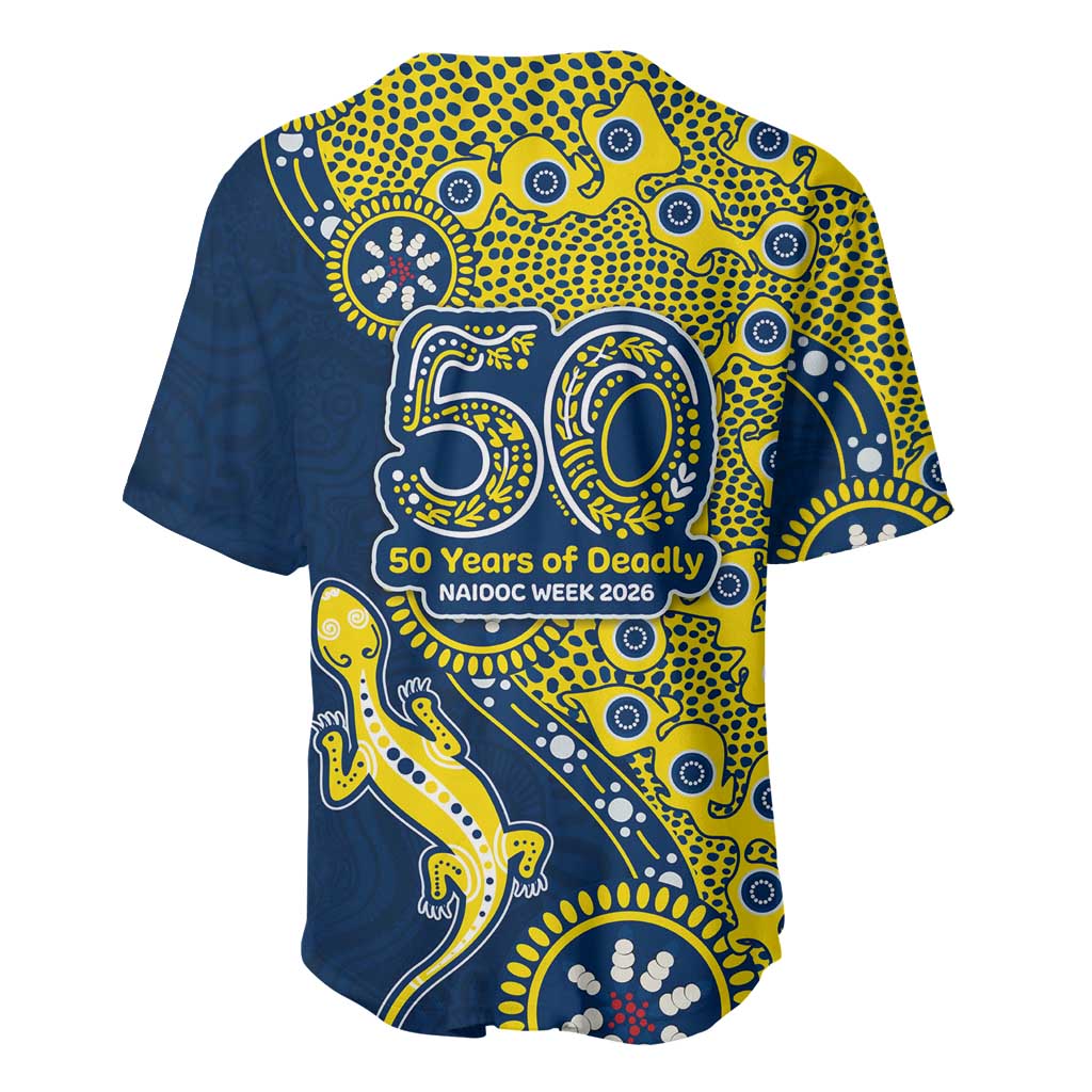 North Queensland Cowboys NAIDOC Week 2026 Baseball Jersey Aboriginal Lizard Dot Painting - 50 Years of Deadly
