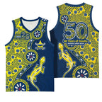 North Queensland Cowboys NAIDOC Week 2026 Basketball Jersey Aboriginal Lizard Dot Painting - 50 Years of Deadly