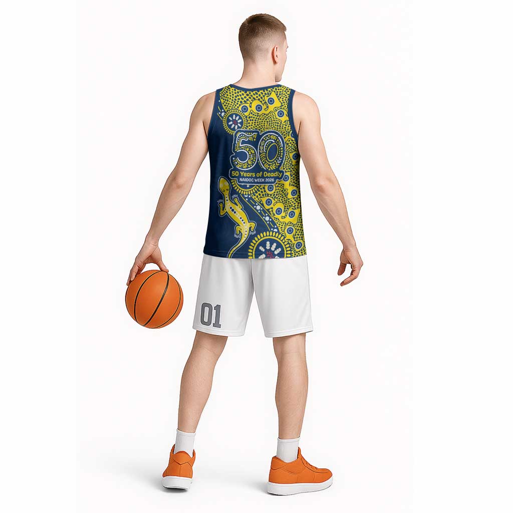North Queensland Cowboys NAIDOC Week 2026 Basketball Jersey Aboriginal Lizard Dot Painting - 50 Years of Deadly