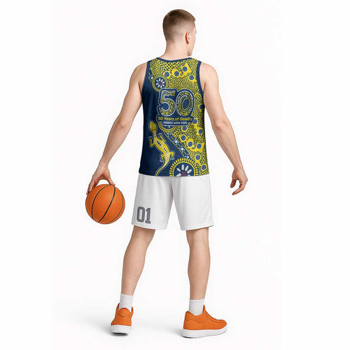 North Queensland Cowboys NAIDOC Week 2026 Basketball Jersey Aboriginal Lizard Dot Painting - 50 Years of Deadly
