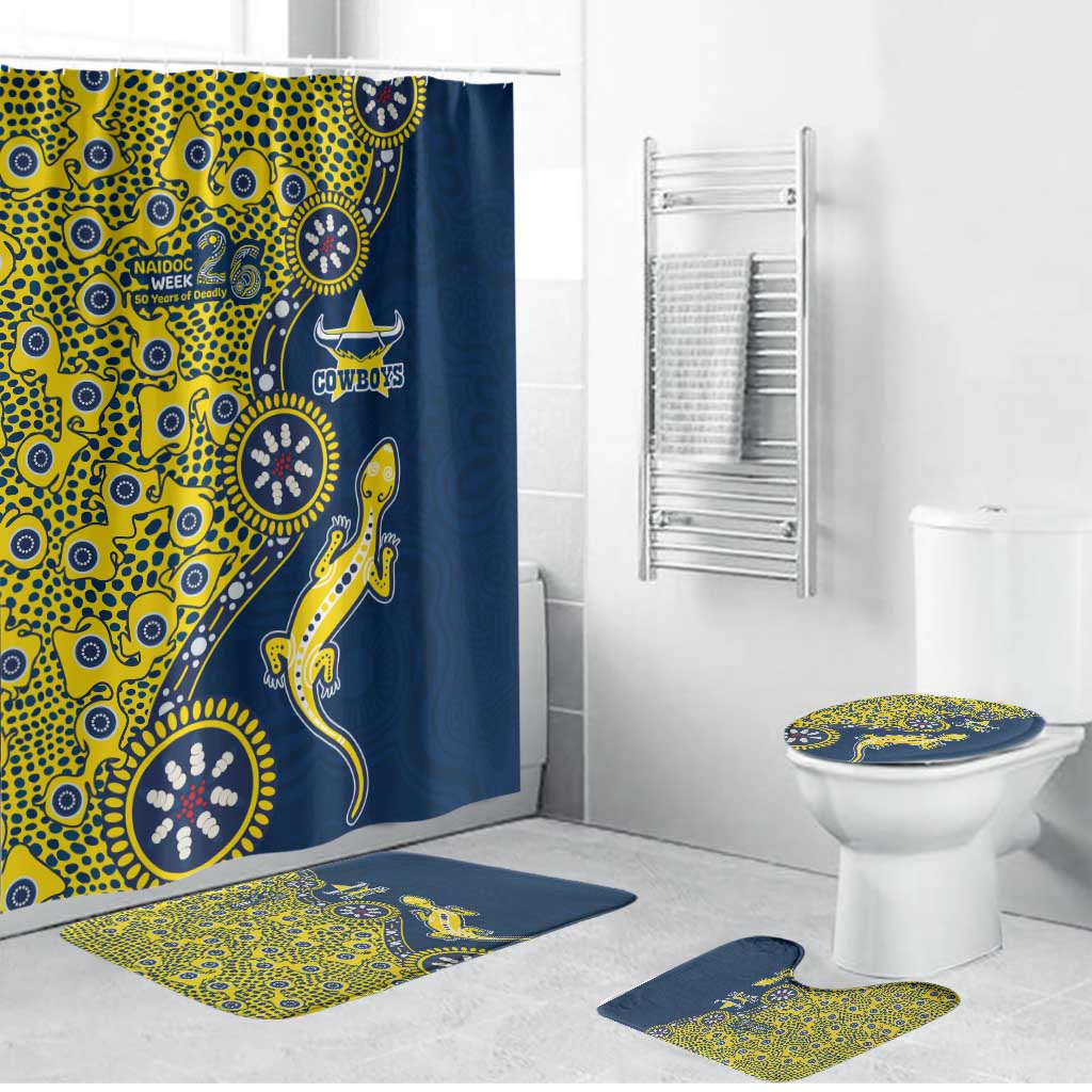 North Queensland Cowboys NAIDOC Week 2026 Bathroom Set Aboriginal Lizard Dot Painting - 50 Years of Deadly