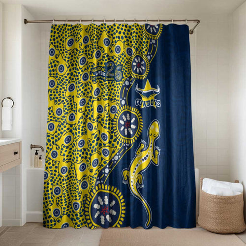 North Queensland Cowboys NAIDOC Week 2026 Bathroom Set Aboriginal Lizard Dot Painting - 50 Years of Deadly