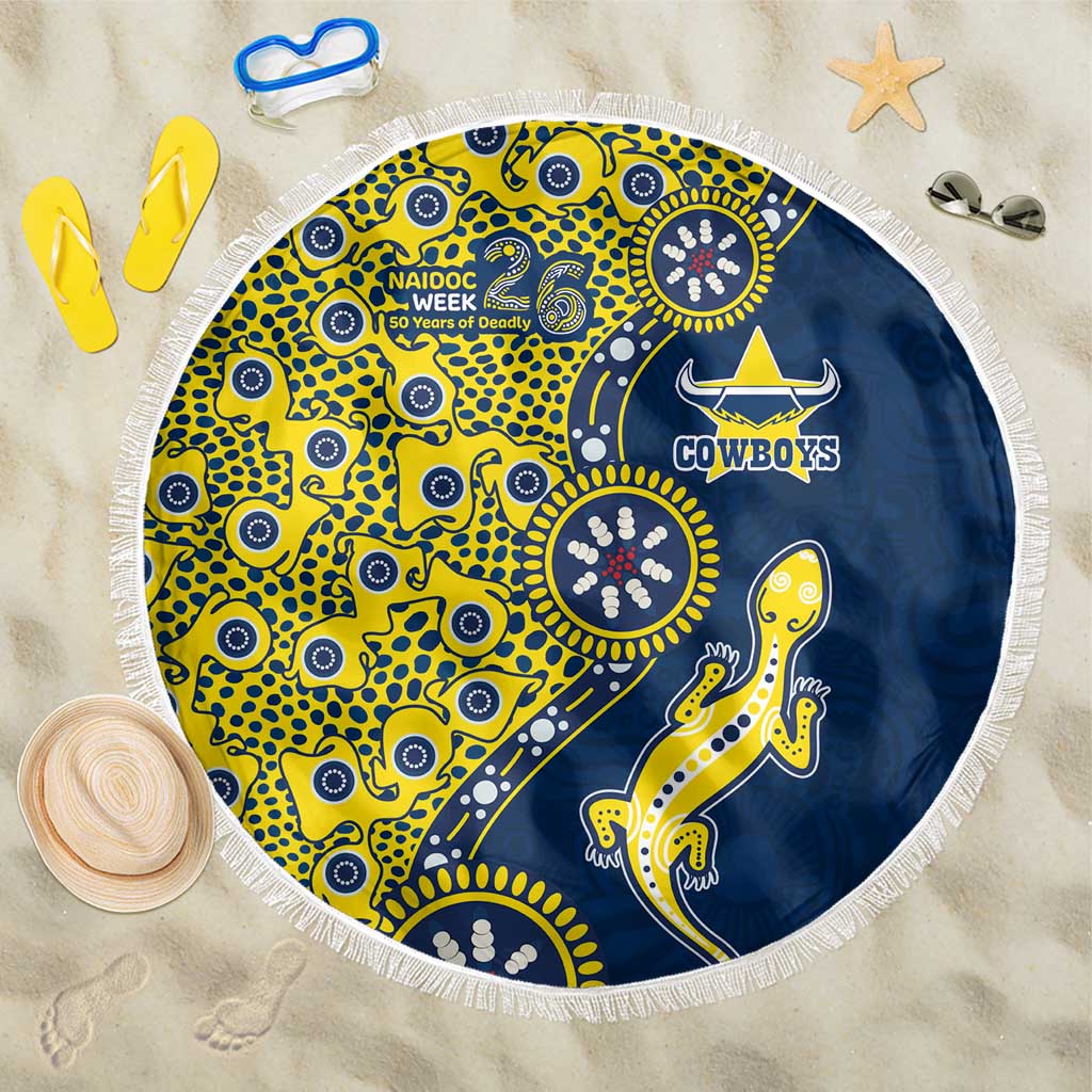 North Queensland Cowboys NAIDOC Week 2026 Beach Blanket Aboriginal Lizard Dot Painting - 50 Years of Deadly