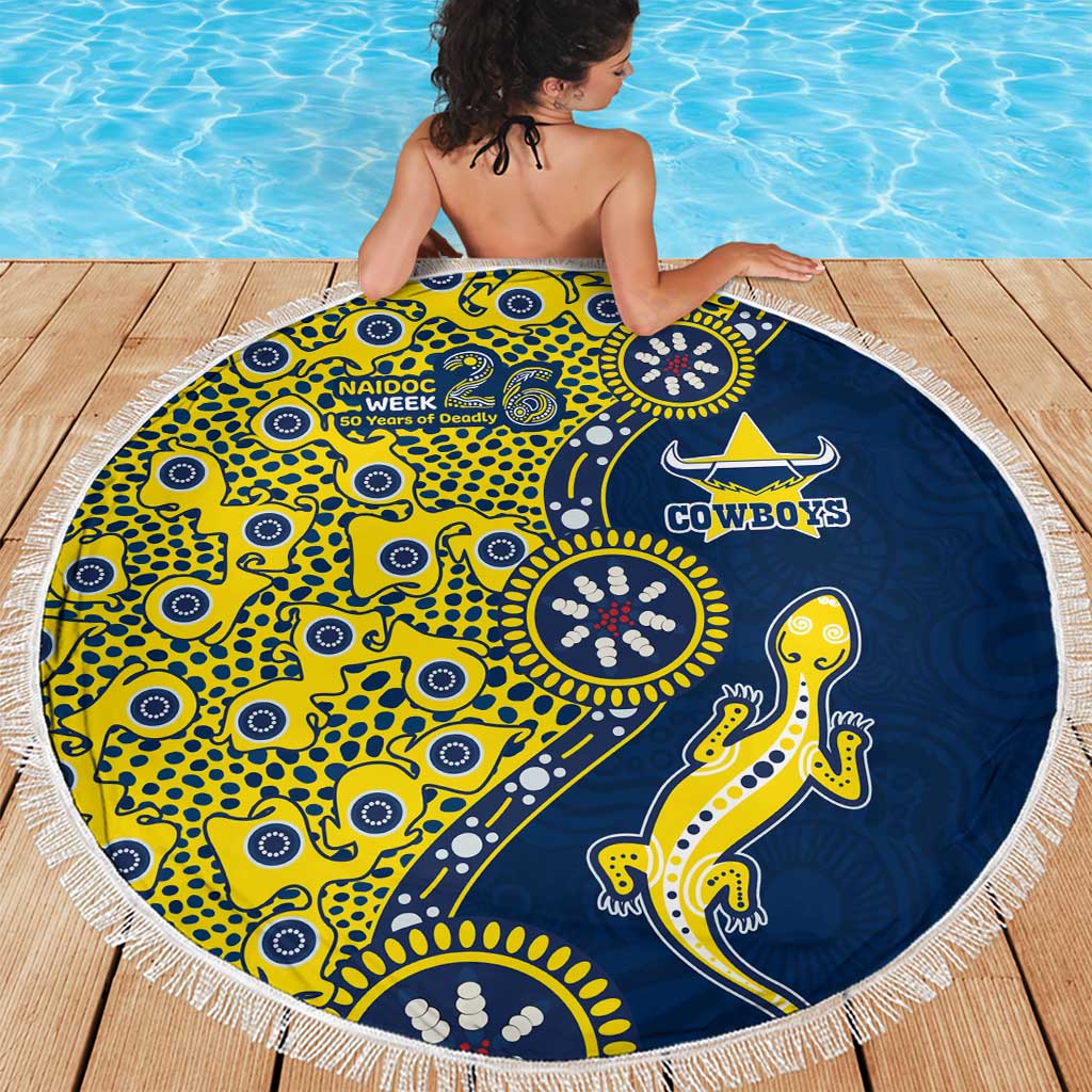 North Queensland Cowboys NAIDOC Week 2026 Beach Blanket Aboriginal Lizard Dot Painting - 50 Years of Deadly